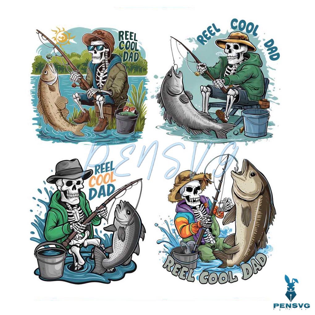 Reel Cool Dad Funny Fathers Day PNG Bundle
