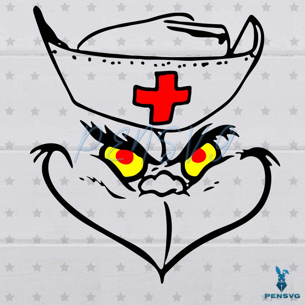 Resting Grinch Face Nurse SVG Digital File