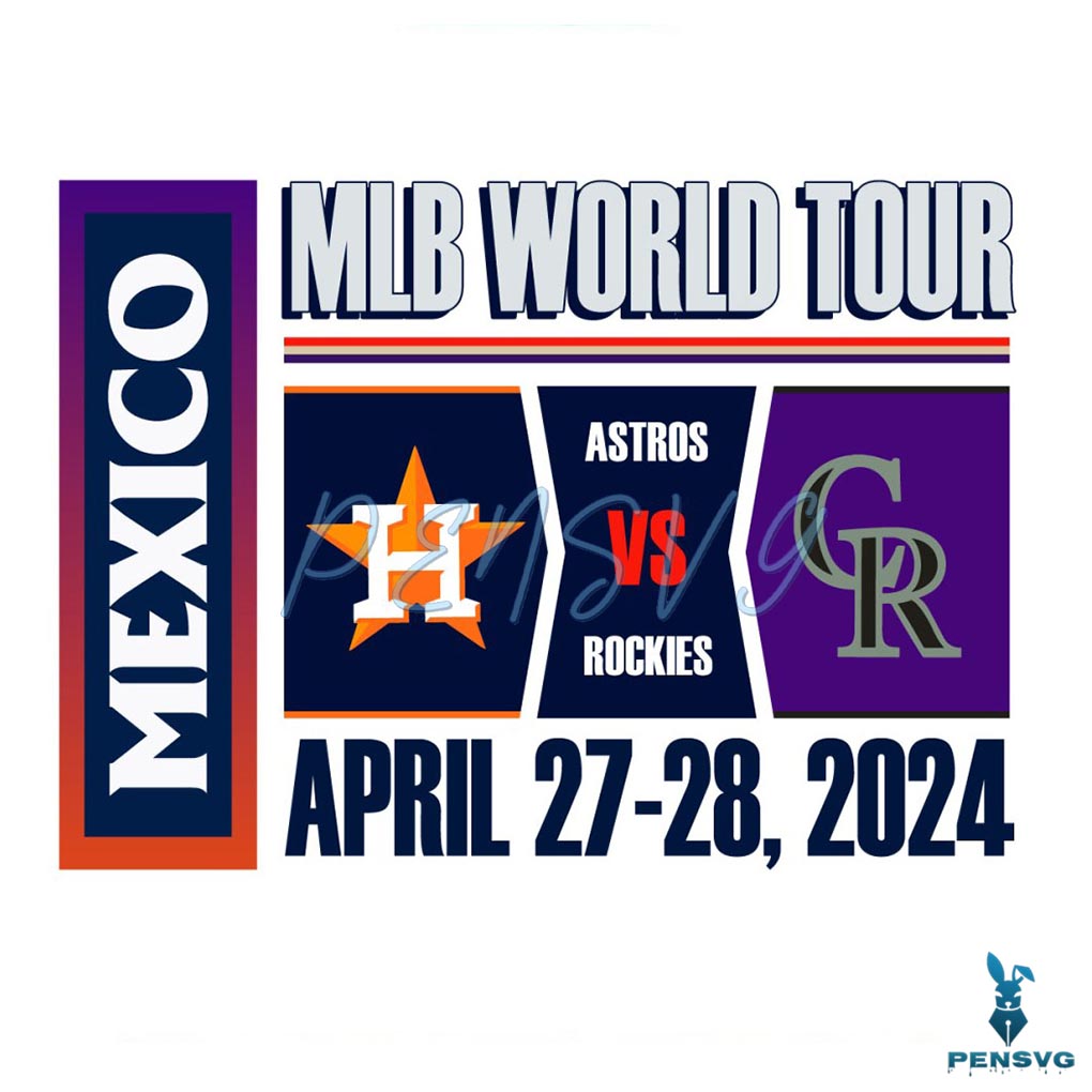 Retro 2024 MLB World Tour Astros vs Rockies SVG