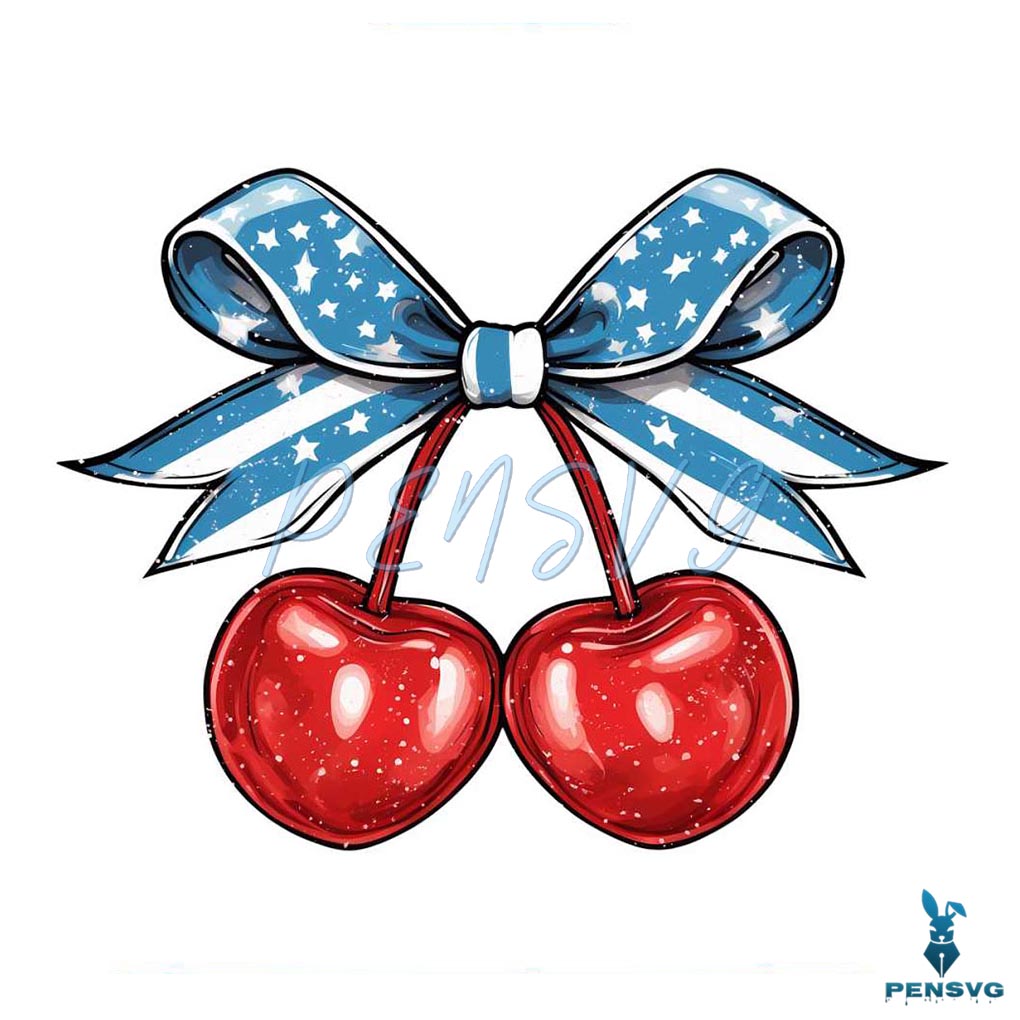 Retro 4th Of July Coquette Cherry PNG