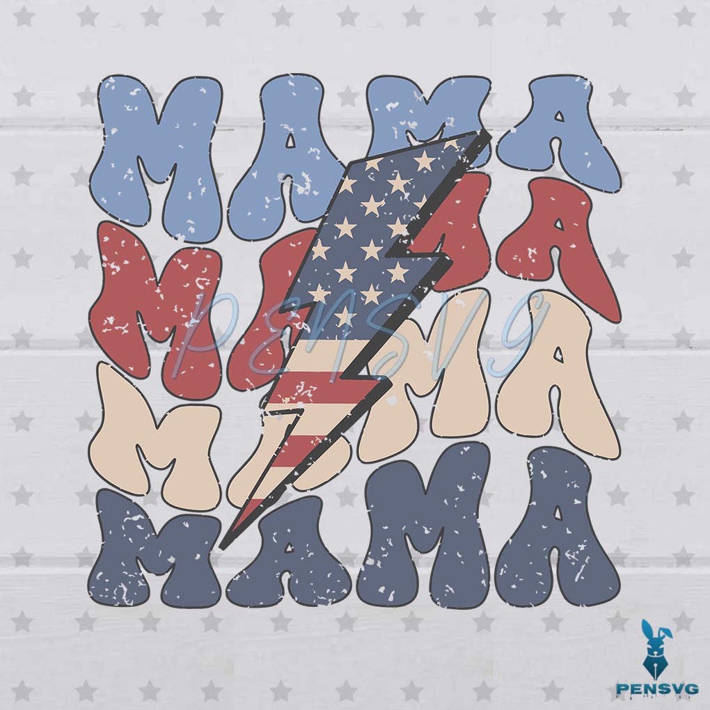 Retro 4th of July Mama Lightning Bolt Mama Flag SVG Cricut File