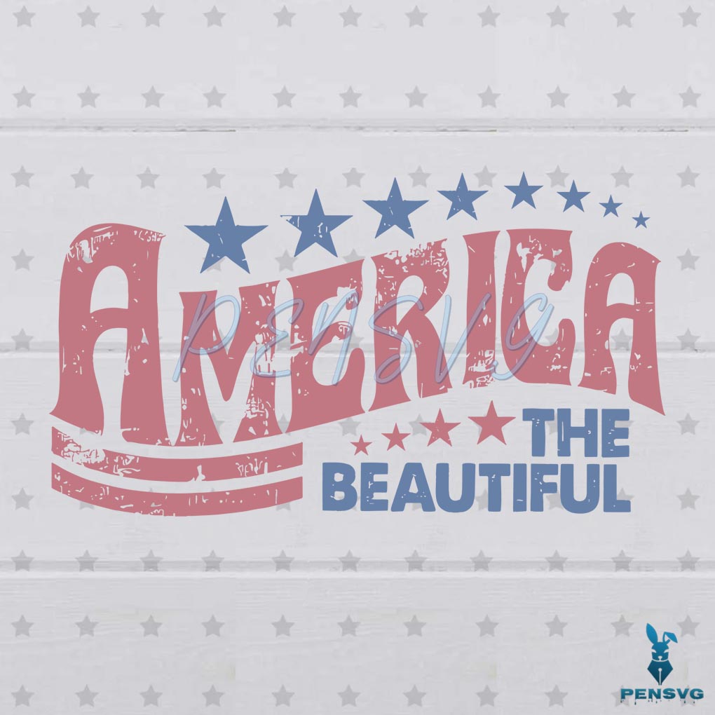 Retro America The Beautiful July 4th SVG Graphic Design File