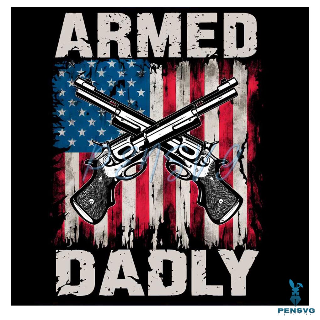 Retro Armed And Dadly USA Flag PNG