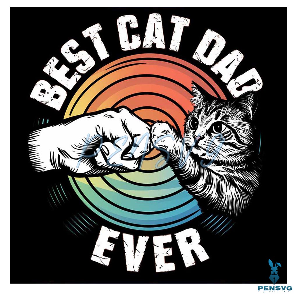 Retro Best Cat Dad Ever Funny Cat Daddy PNG