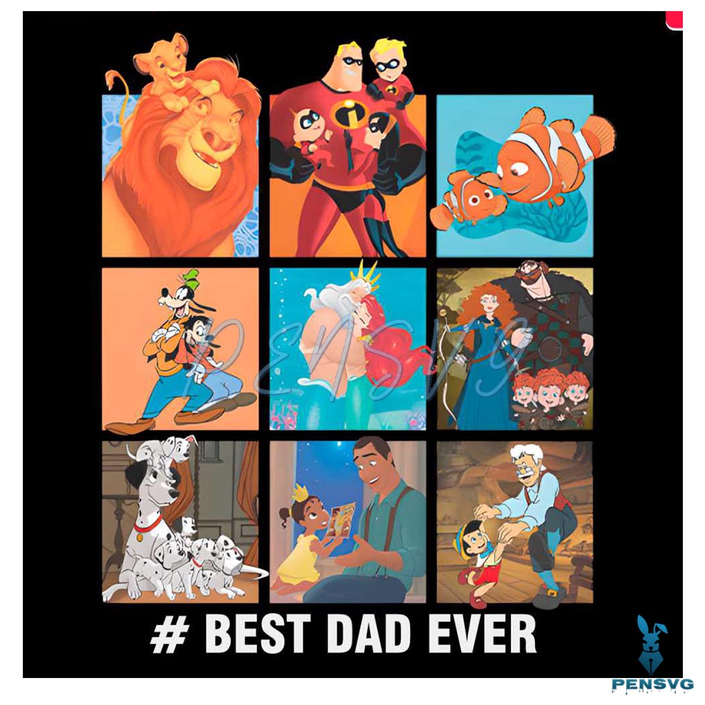 Retro Best Dad Ever Disney Family PNG