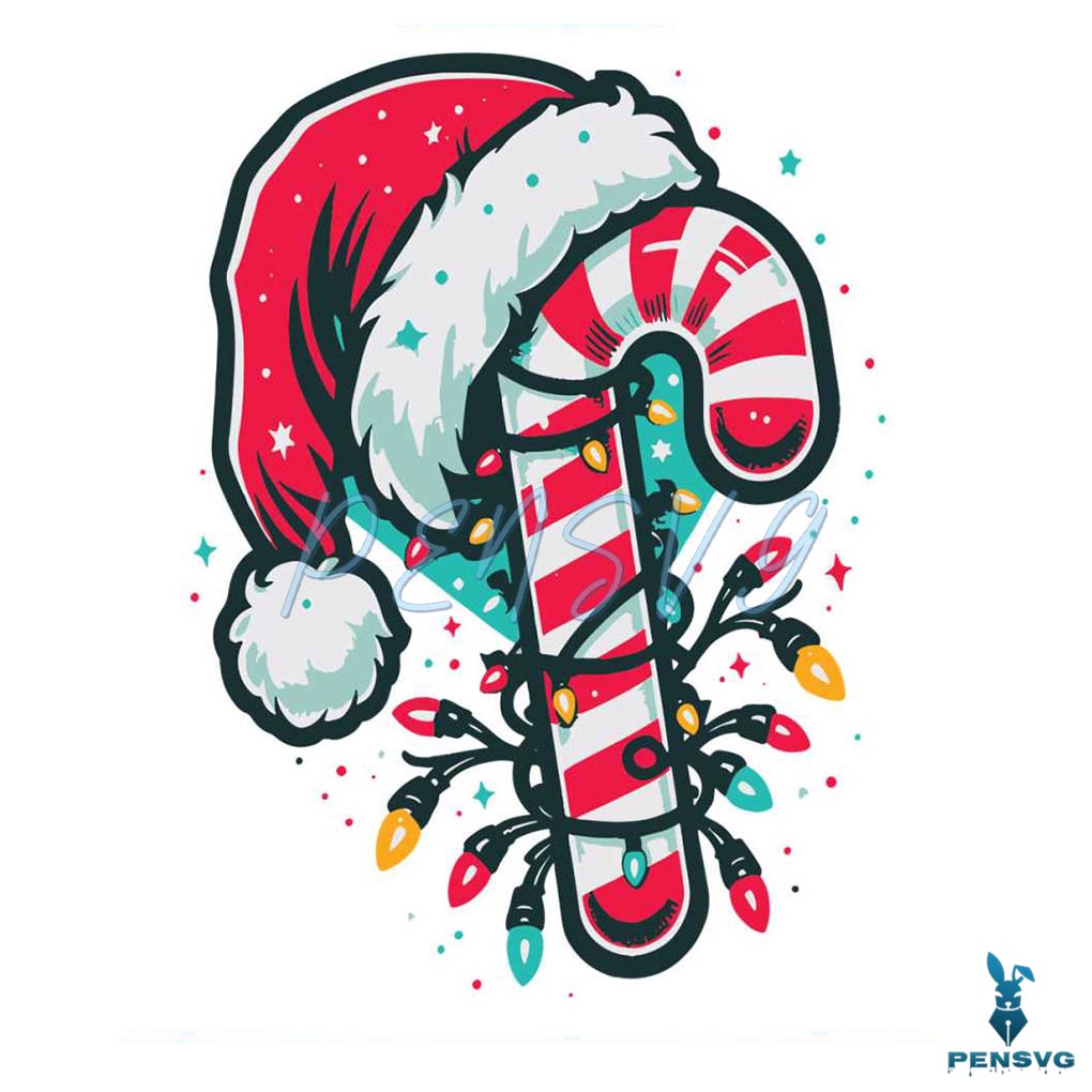 Retro Candy Cane Christmas Lights SVG