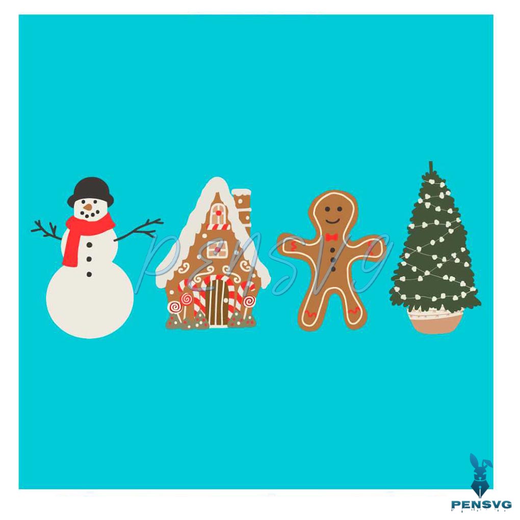 Retro Christmas Cooki And Snowman SVG Cricut Files