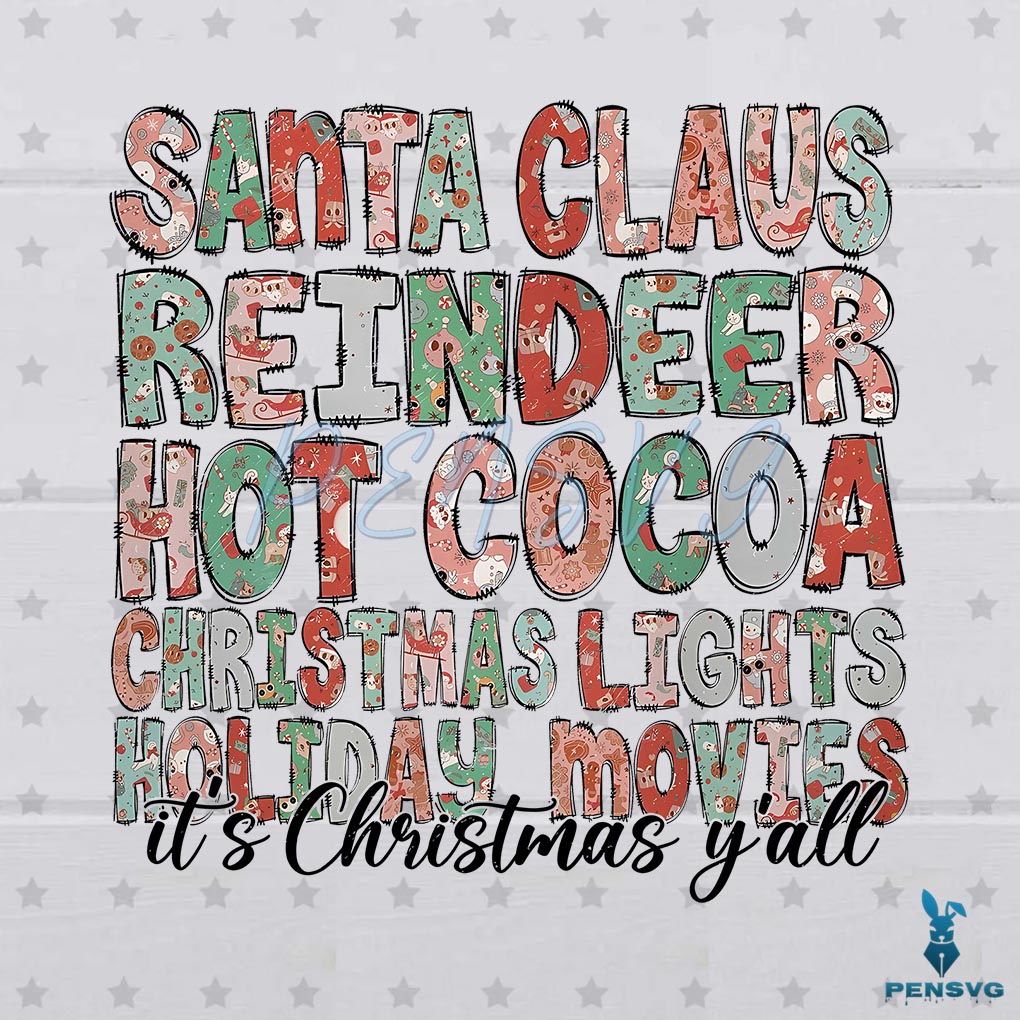 Retro Christmas Gift Wrap Its Christmas Y All PNG Download