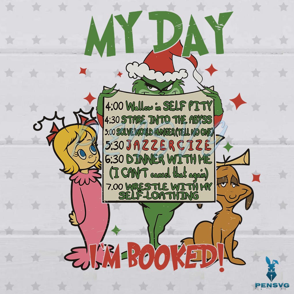 Retro Christmas Grinch My Day Im Booked SVG Download