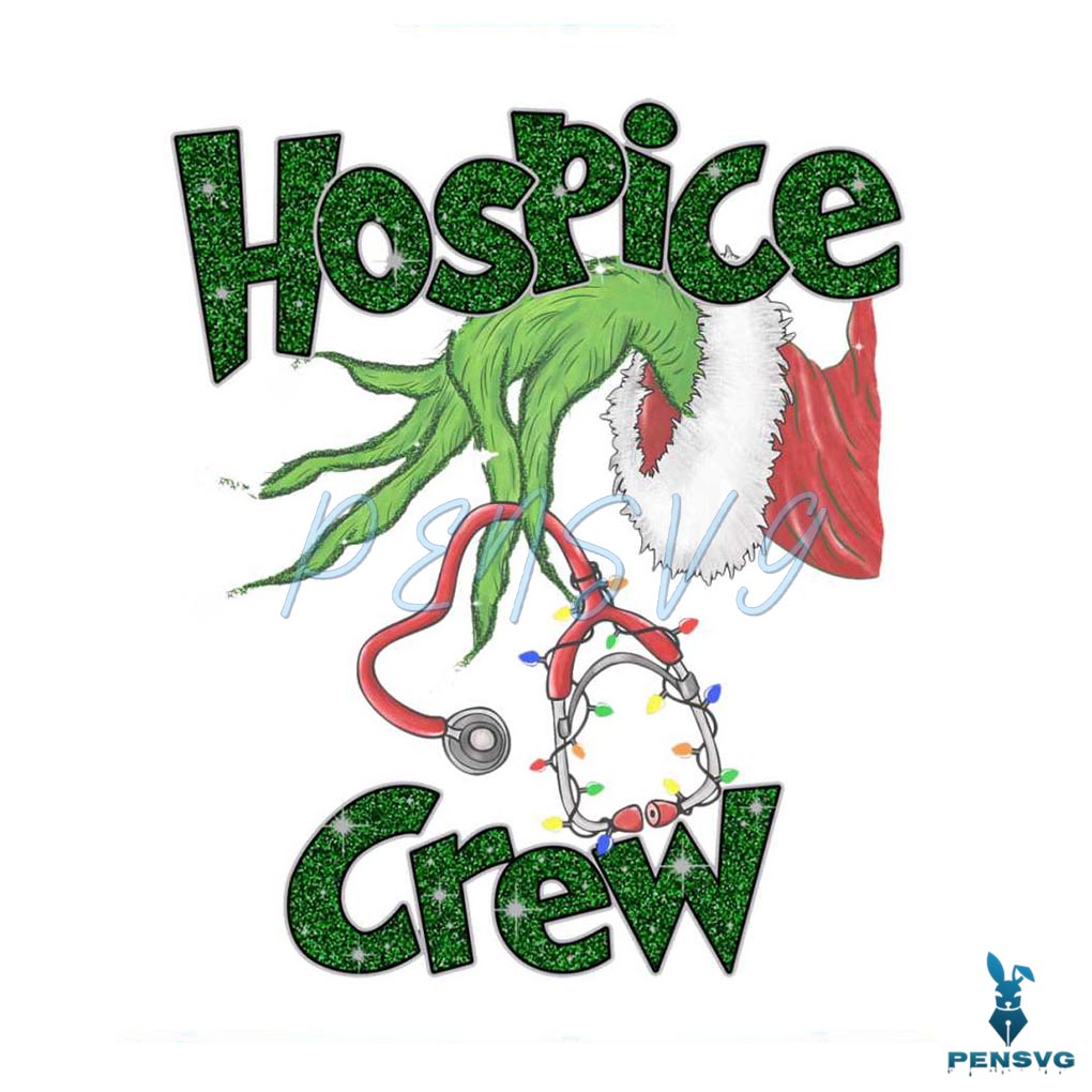 Retro Christmas Hospice Crew Grinch Hand PNG Download