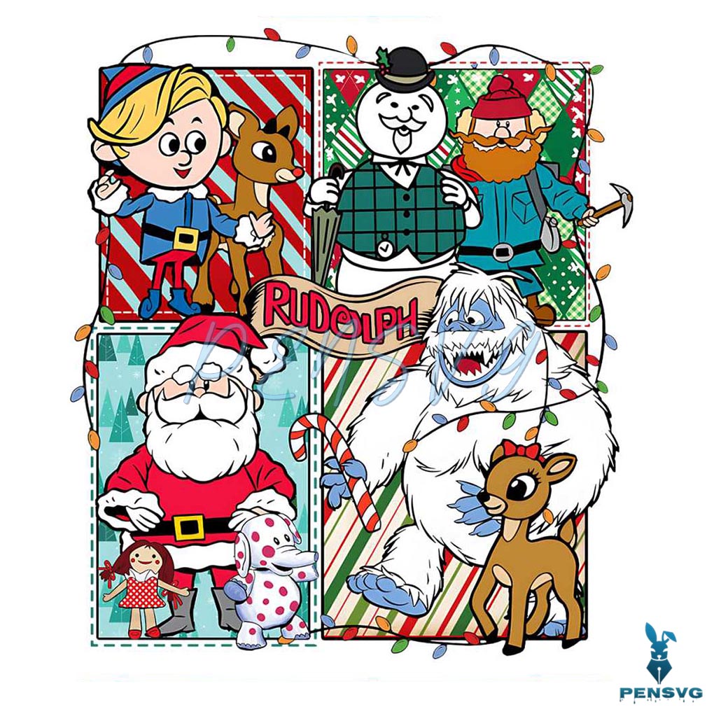 Retro Christmas Misfit Toys Cartoon Santa Friends Png