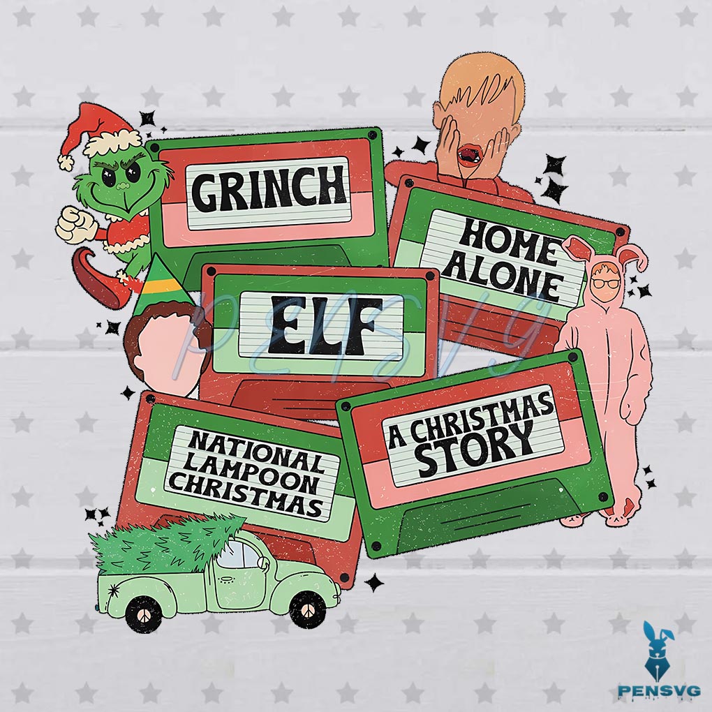 Retro Christmas Movie Grinch Home Alone ELF SVG File