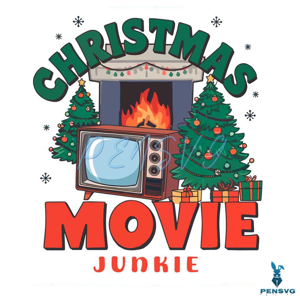 Retro Christmas Movie Junkie Png