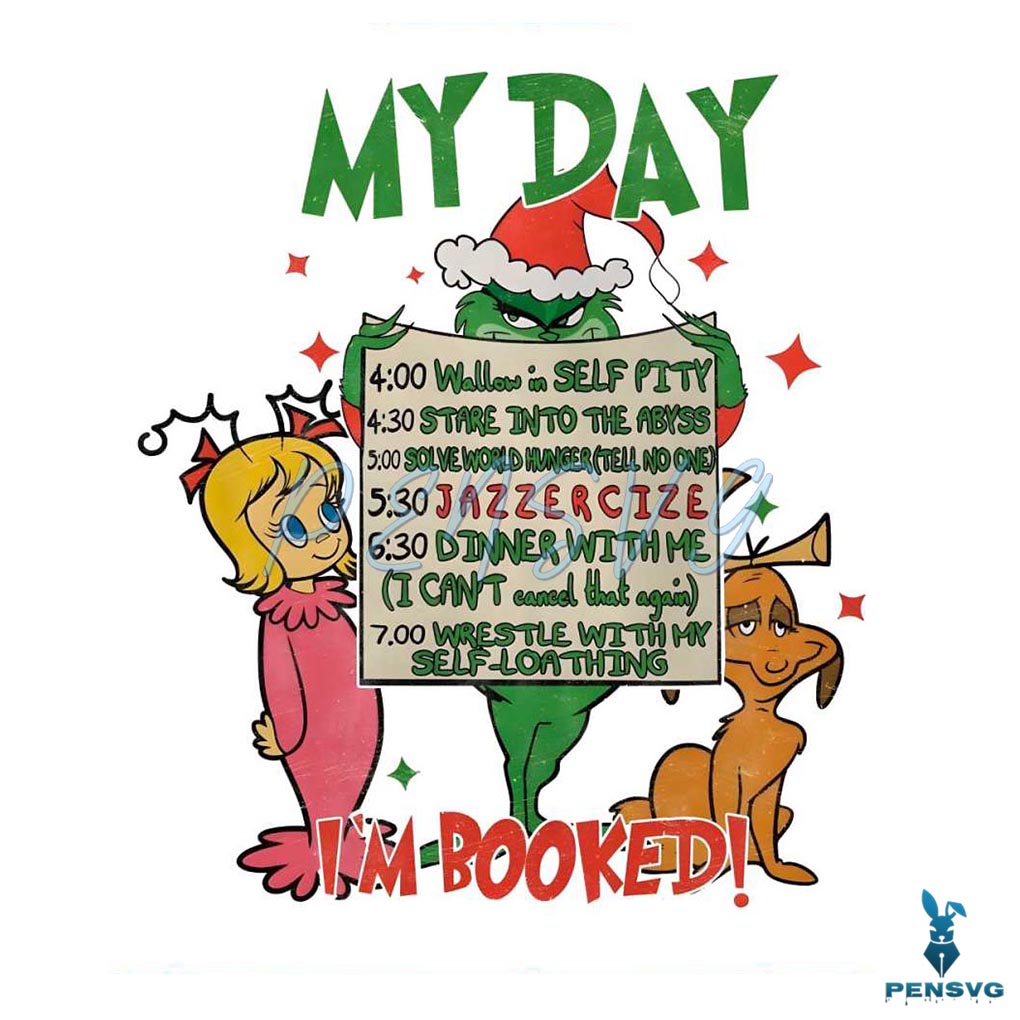 Retro Christmas My Day Im Booked The Grinch PNG Download