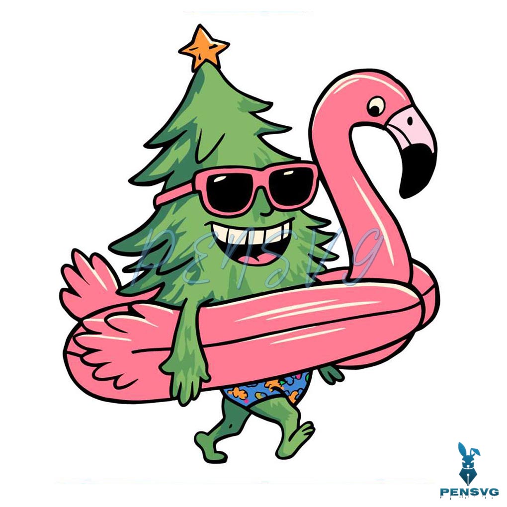 Retro Christmas Tree Beach Vacation SVG