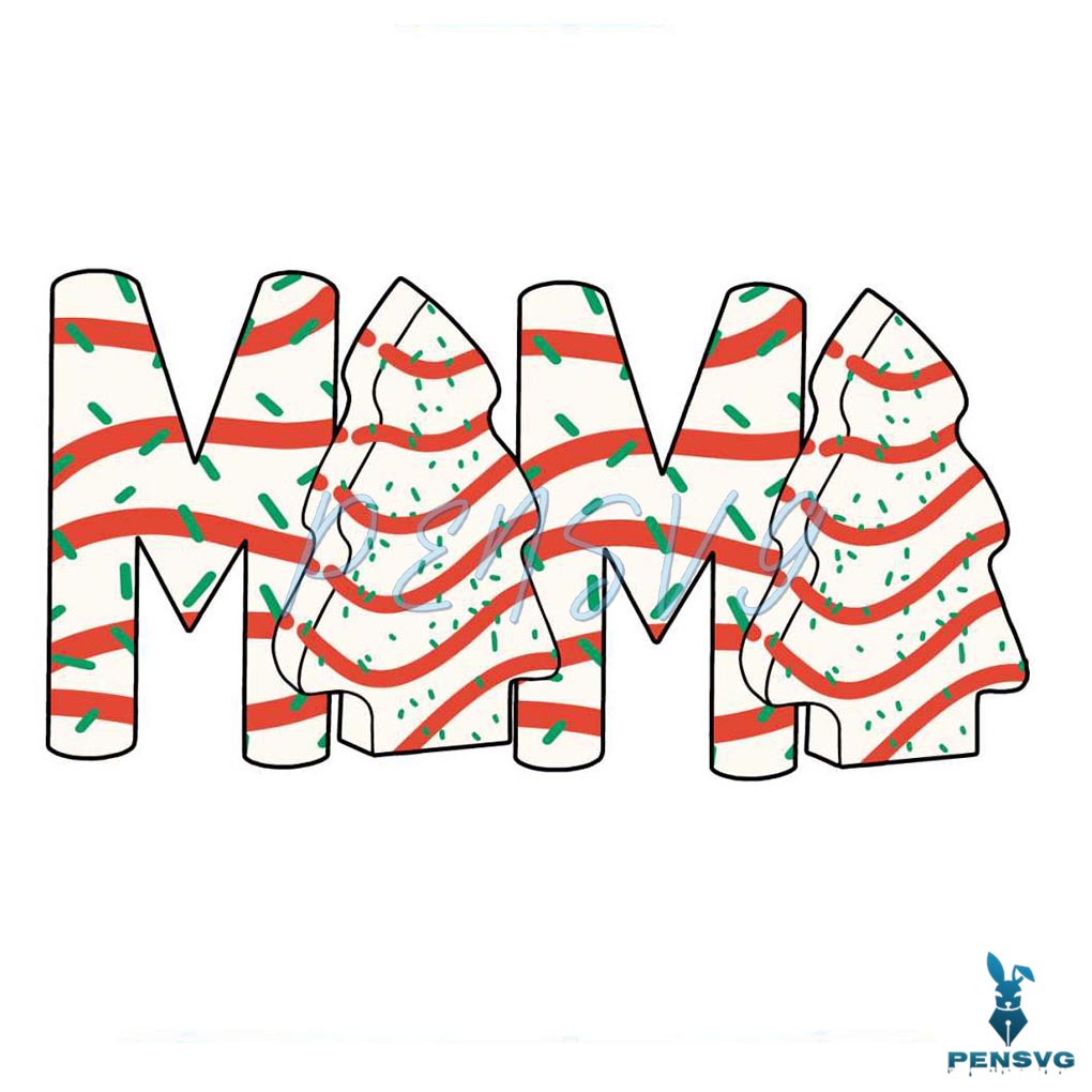 Retro Christmas Tree Cake Mama SVG Graphic Design File