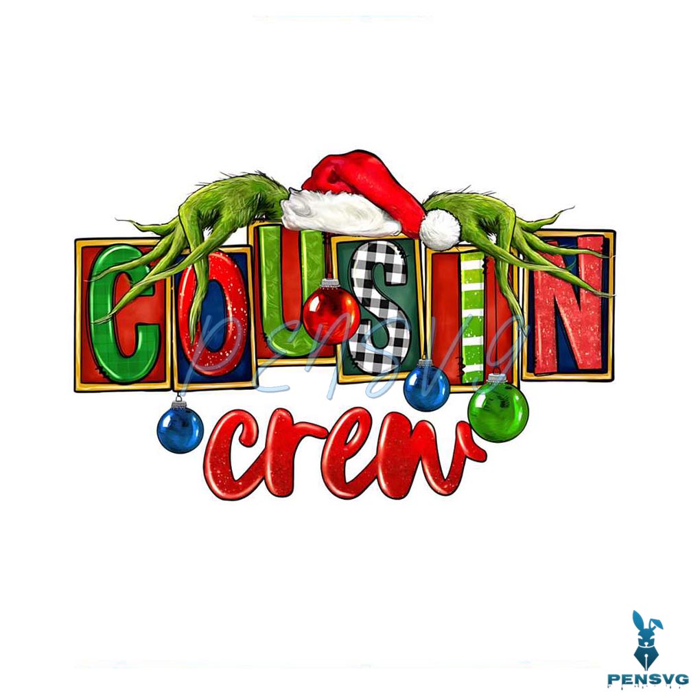 Retro Cousin Crew Grinch Hand PNG