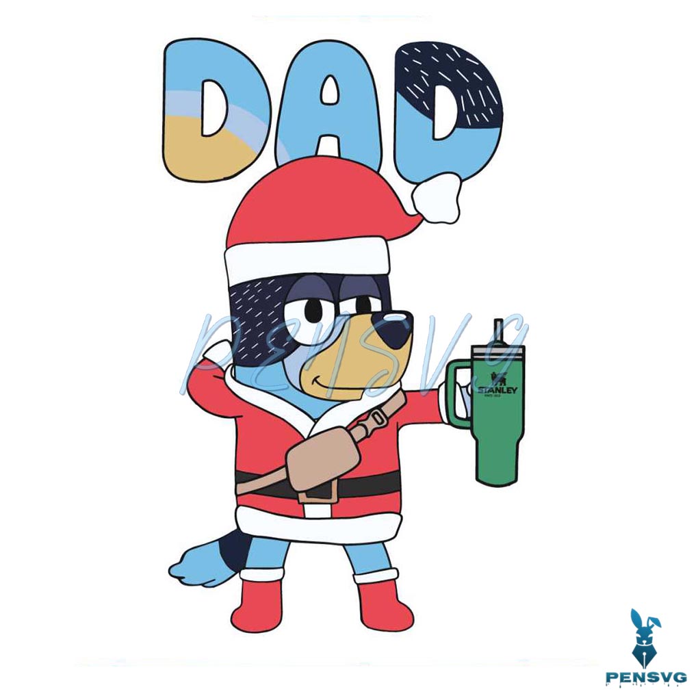 Retro Dad Bluey Christmas Stanley Tumbler SVG File For Cricut