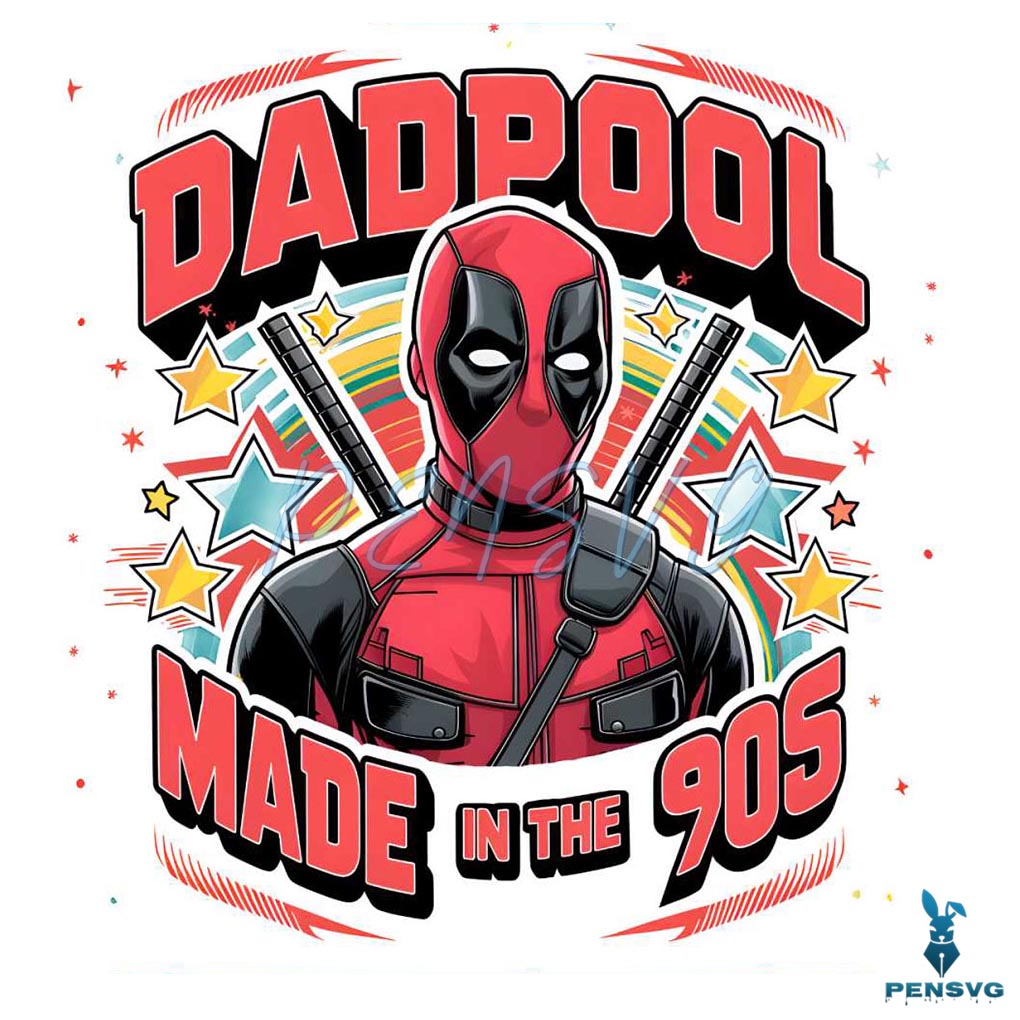 Retro Dadpool Superhero Dad PNG