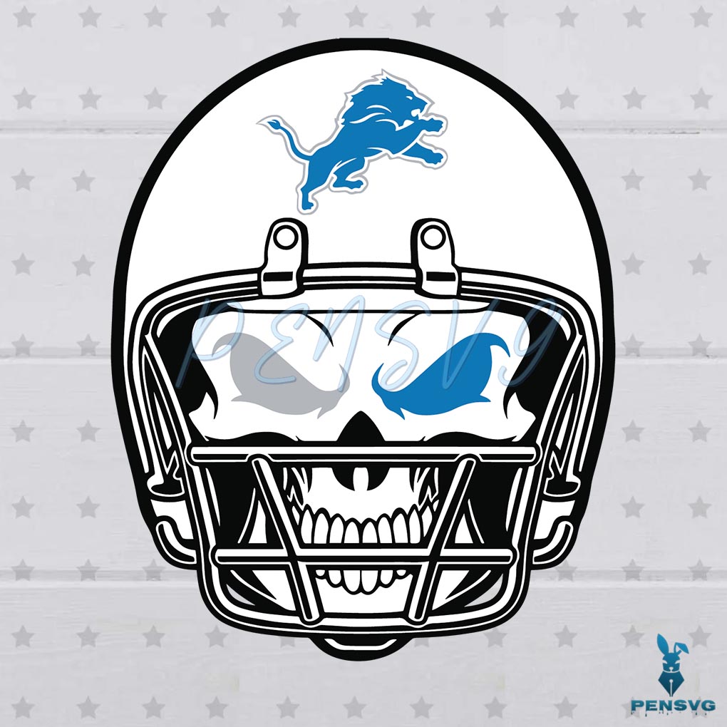 Retro Detroit Lions Skull Helmet SVG