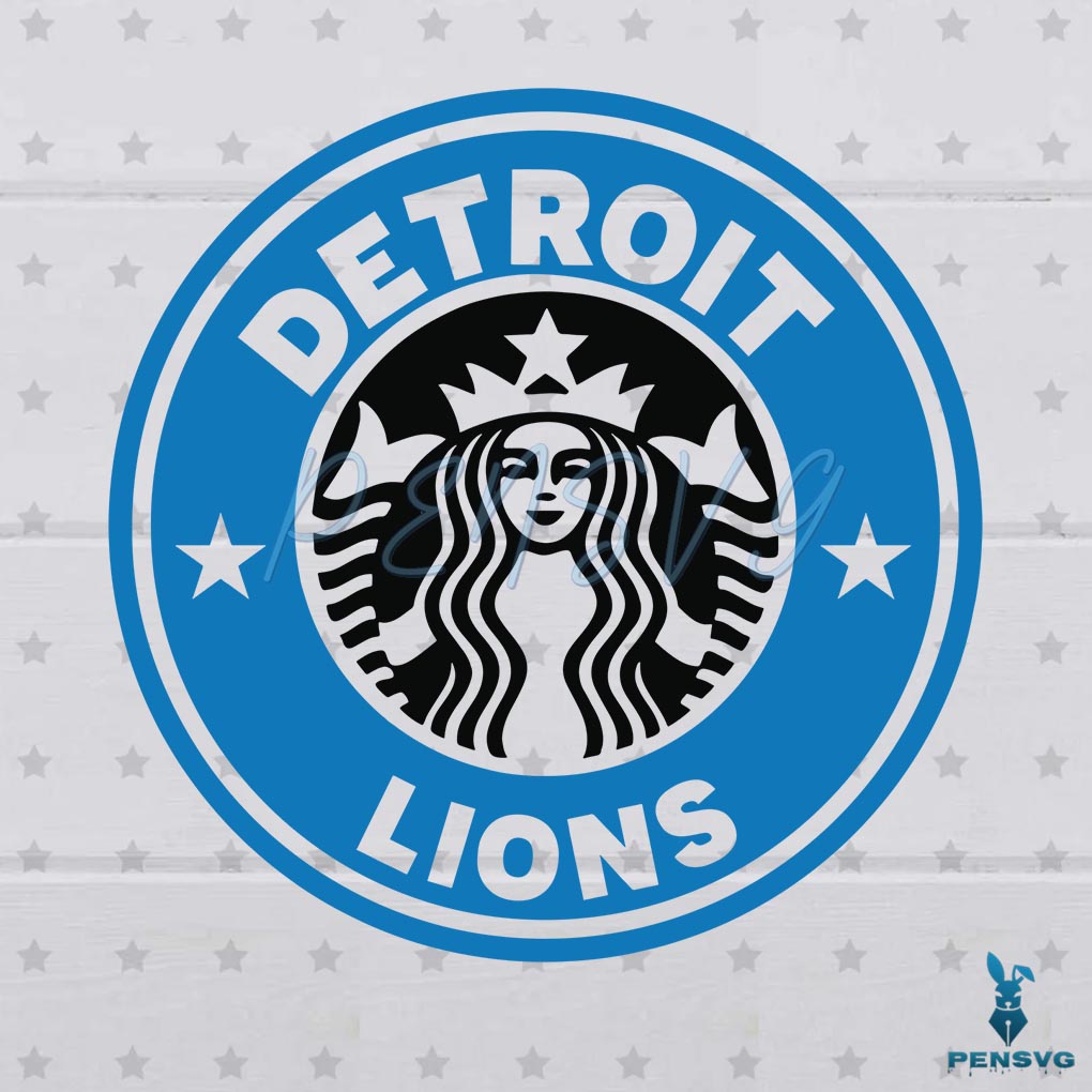 Retro Detroit Lions Starbucks Logo SVG