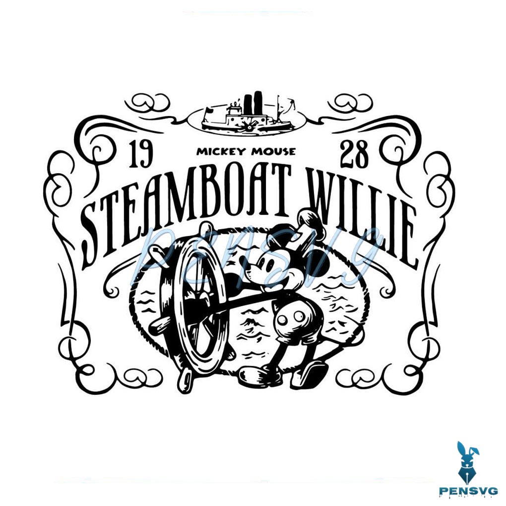 Retro Disney Steamboat Willie Mickey Mouse SVG