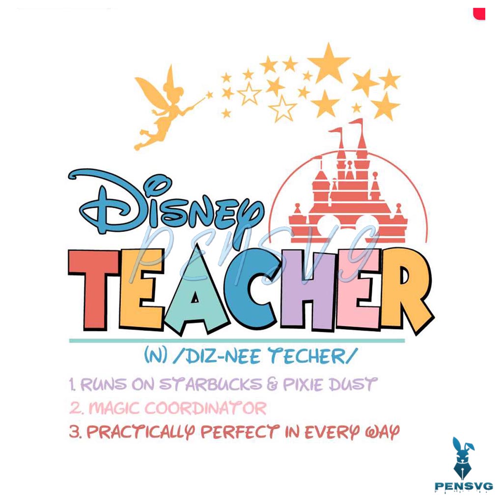Retro Disney Teacher Definition Castle SVG