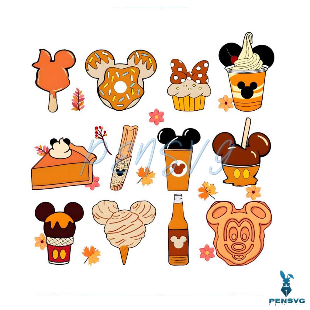 Retro Disney Thanksgiving Snacks PNG Sublimation Design