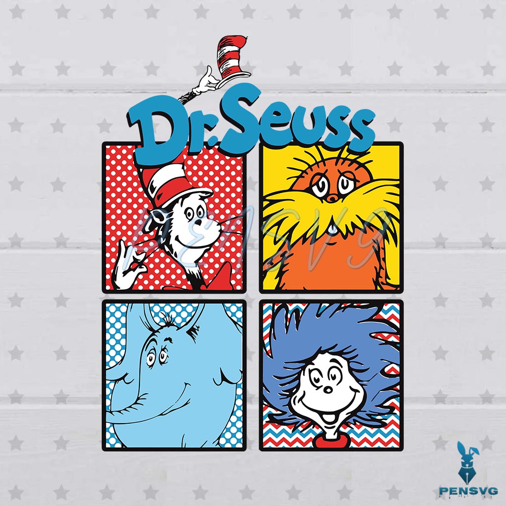 Retro Dr Seuss Friends The Cat In The Hat SVG