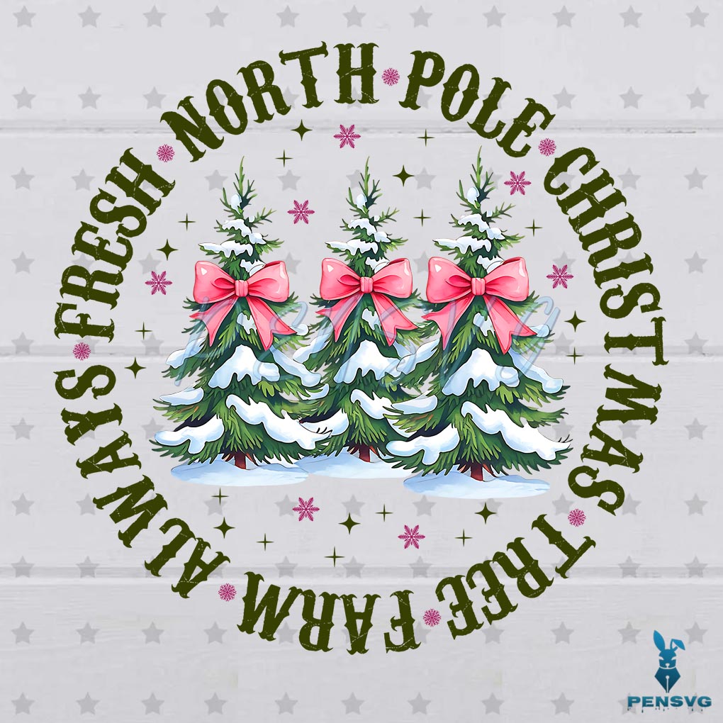 Retro Farm Fresh North Pole Christmas Pink Bow Christmas Coquette Bow