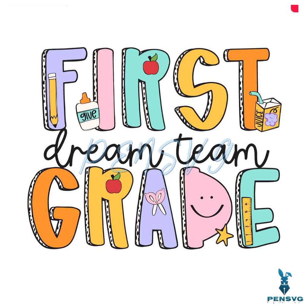 Retro First Grade Dream Team Back To School SVG