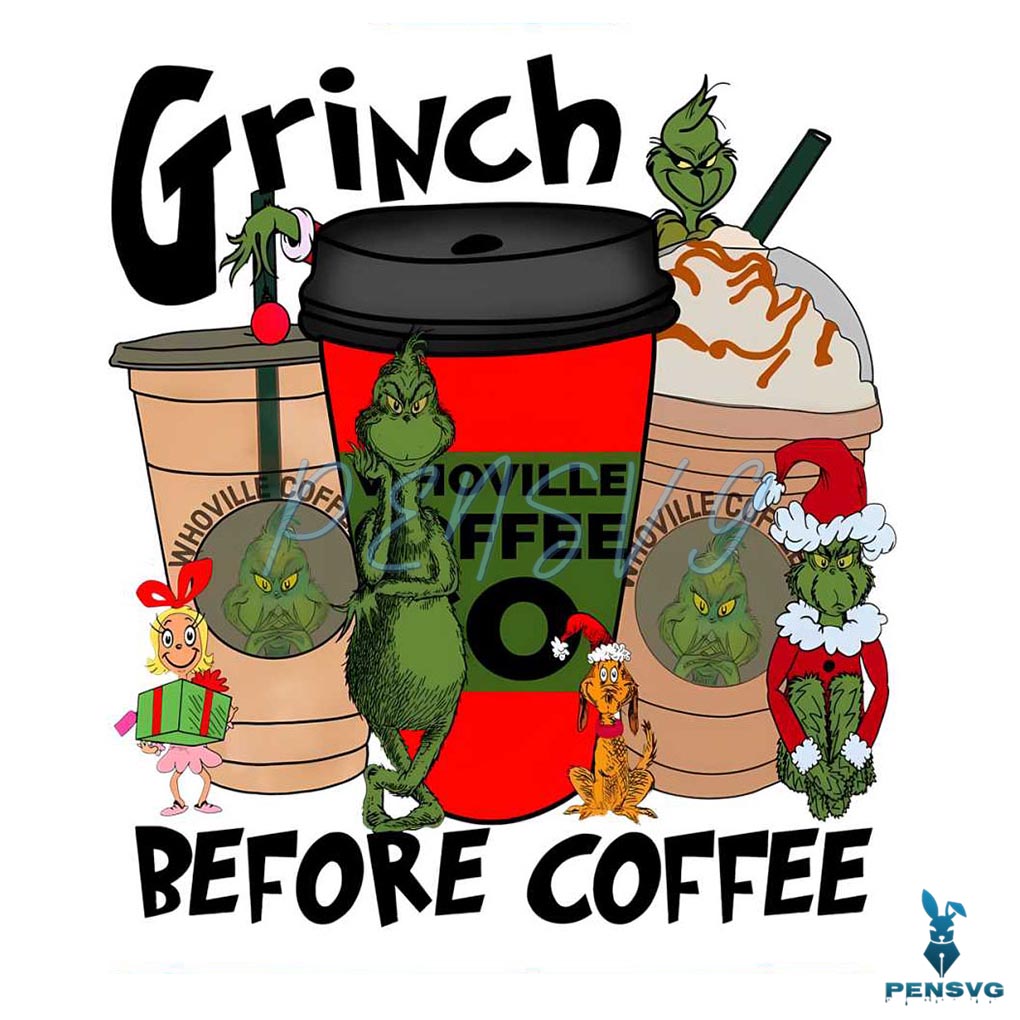 Retro Grinch Before Coffee Whoville PNG Sublimation File