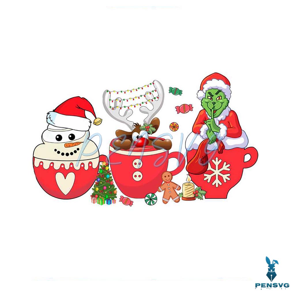 Retro Grinch Christmas Coffee PNG