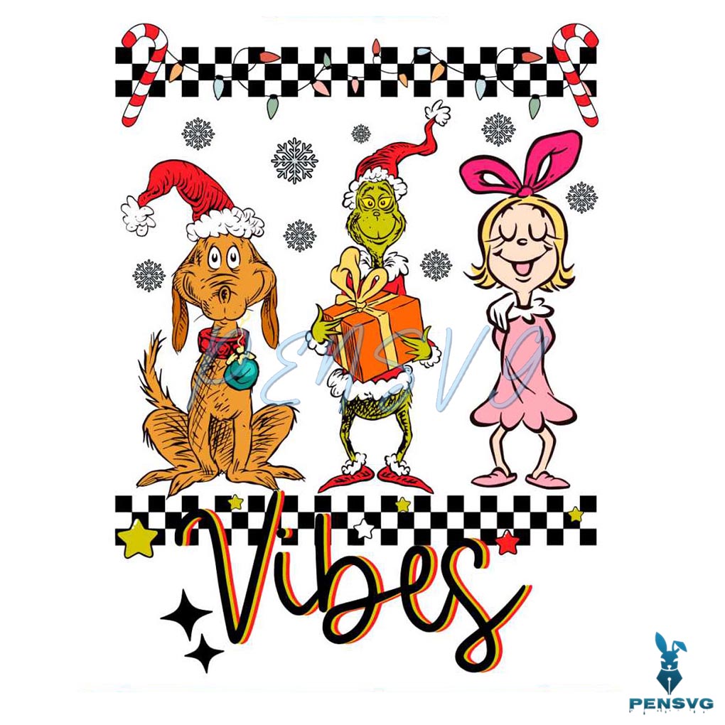 Retro Grinch Cindy Lou Who Christmas Vibes SVG Download