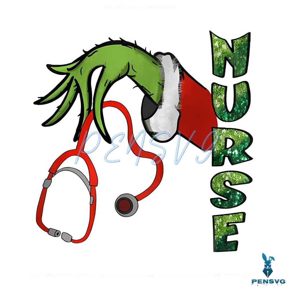 Retro Grinch Nurse Stethoscope PNG Sublimation Download