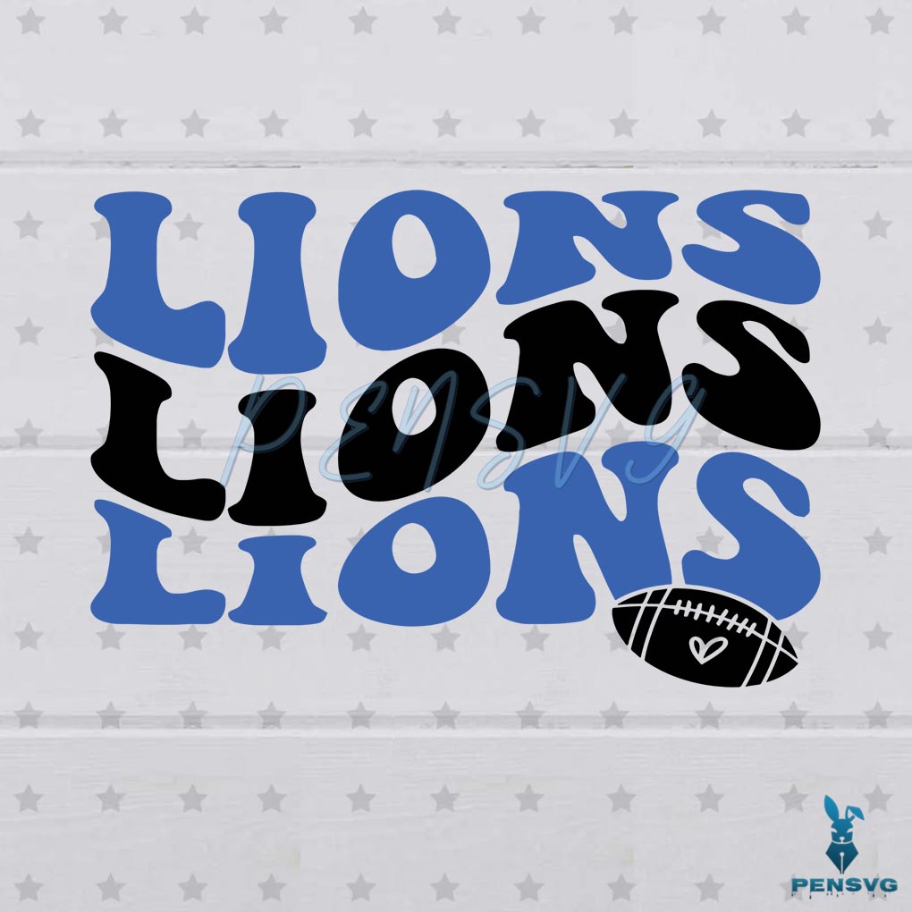 Retro Groovy Detroit Lions Football Logo SVG