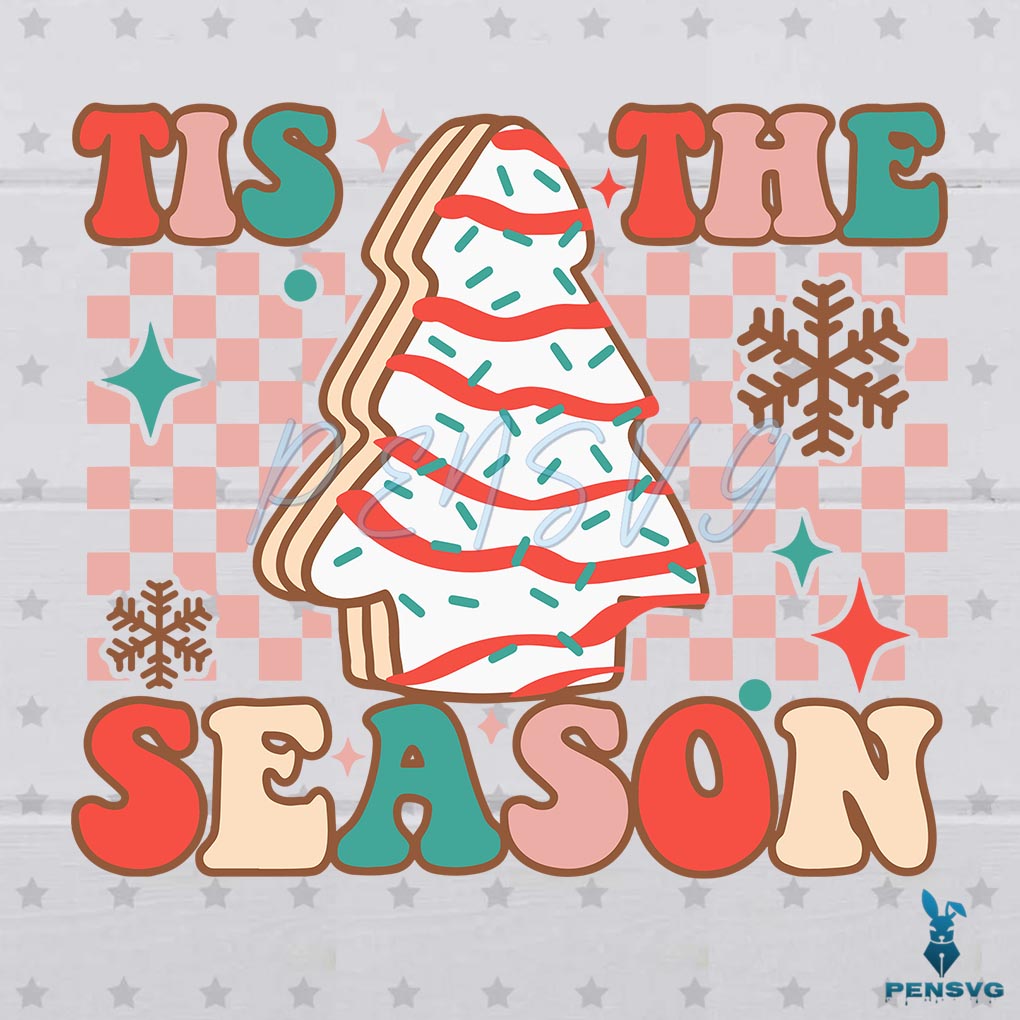 Retro Groovy Tis The Season Christmas Tree Cake SVG Cutting Digital File