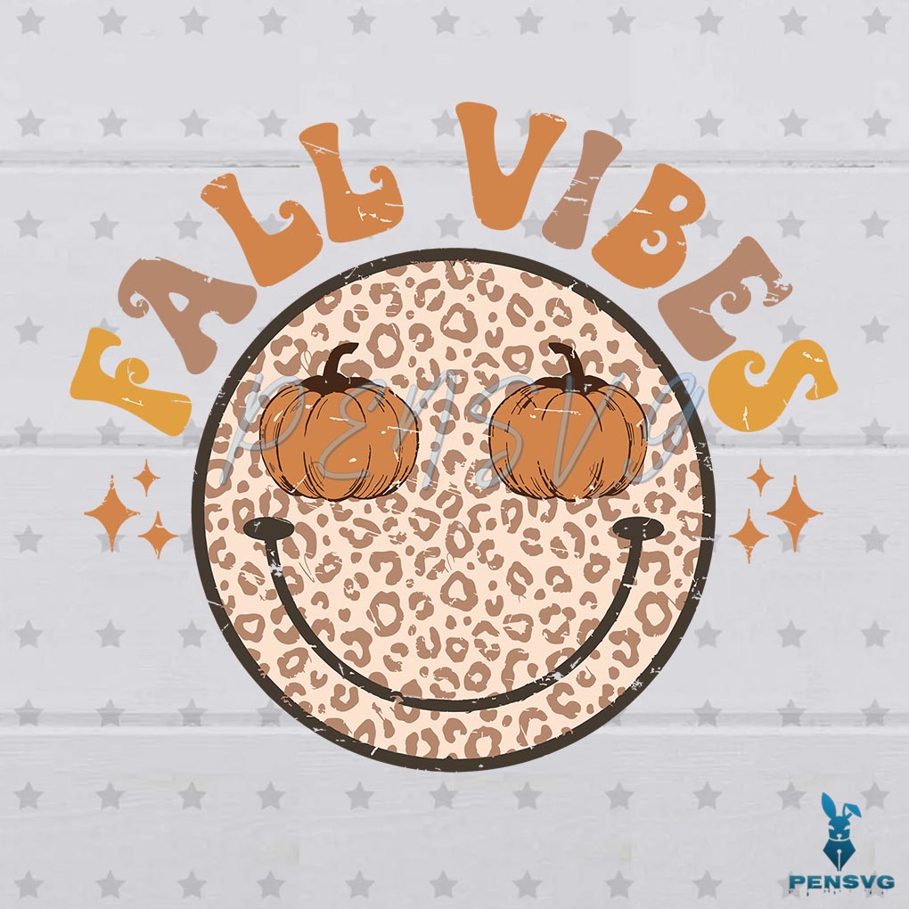 Retro Grovy Fall Vibes Leopard Face SVG Digital Cricut File