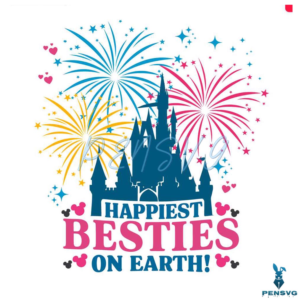 Retro Happiest Besties On Earth Disney Castle SVG