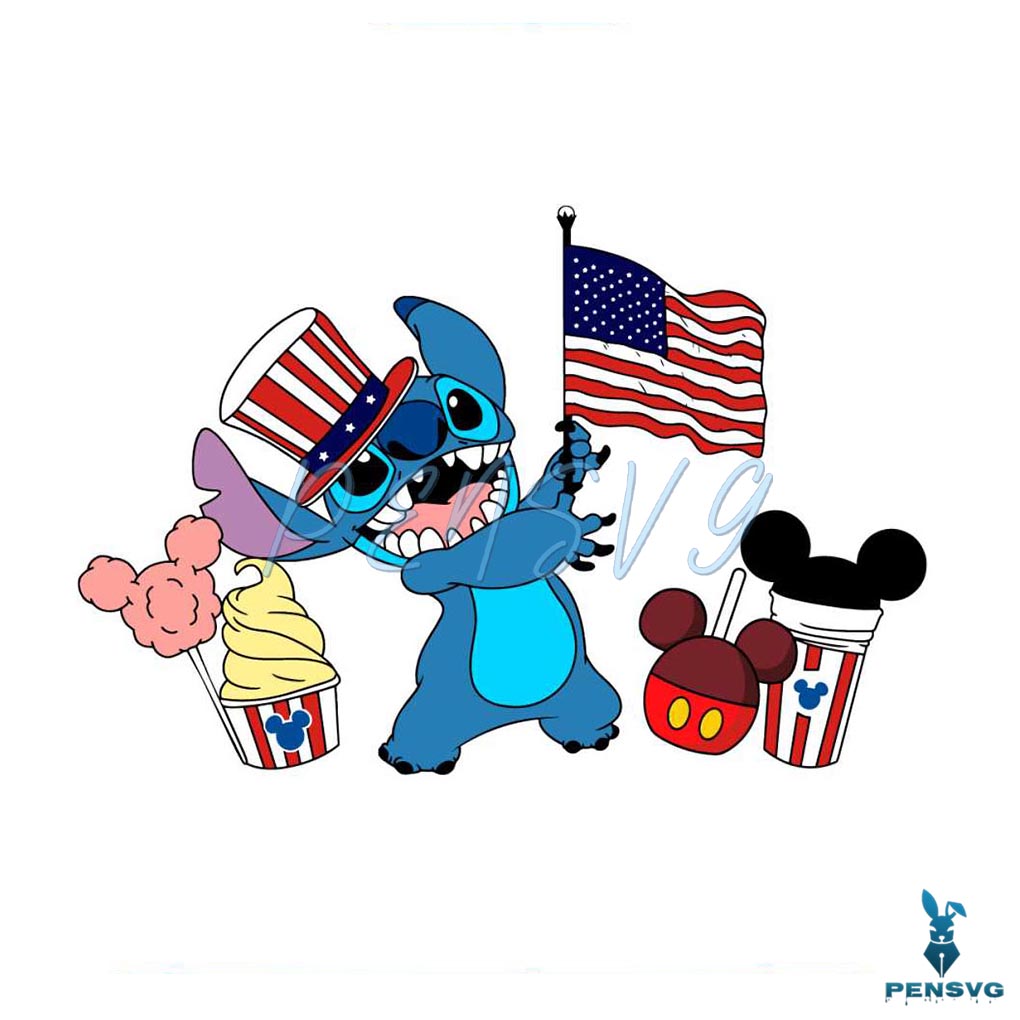 Retro Happy 4th of July Stitch Snack PNG