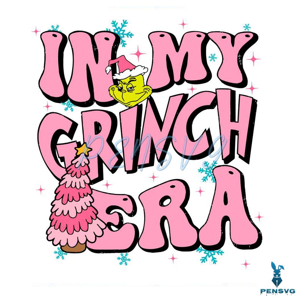 Retro In My Grinch Era Pink Christmas Tree SVG File For Cricut