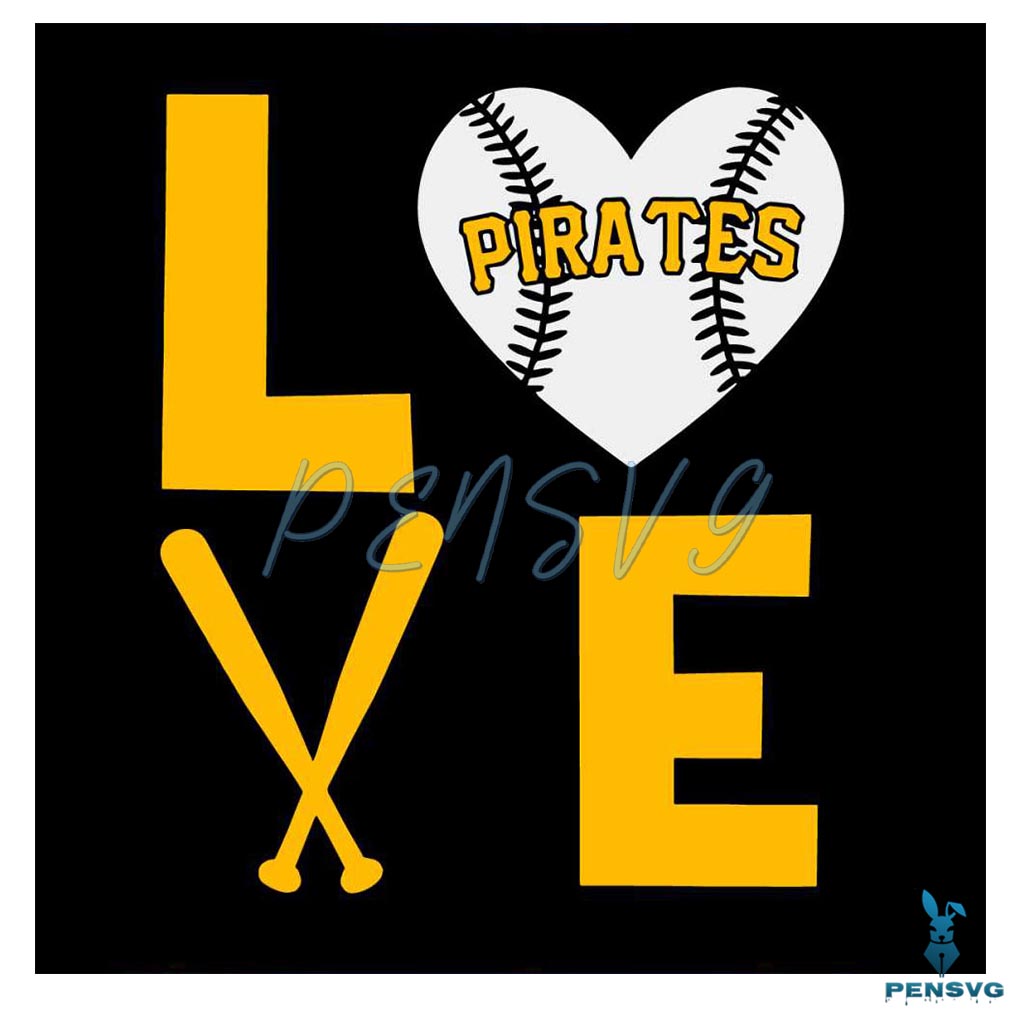 Retro LOVE Pirates Baseball MLB Team SVG