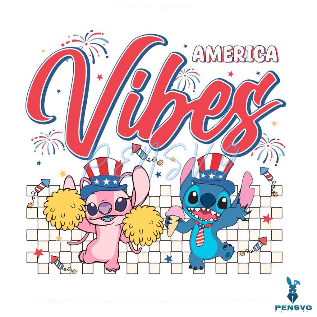 Retro Lilo And Stitch 4th Of July American Vibes SVG Cutting File