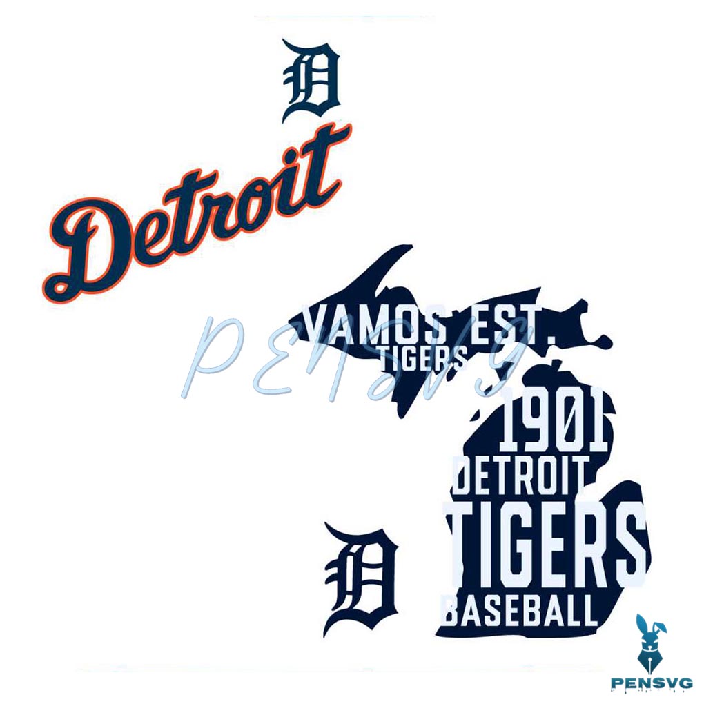 Retro MLB Detroit Tigers Baseball SVG