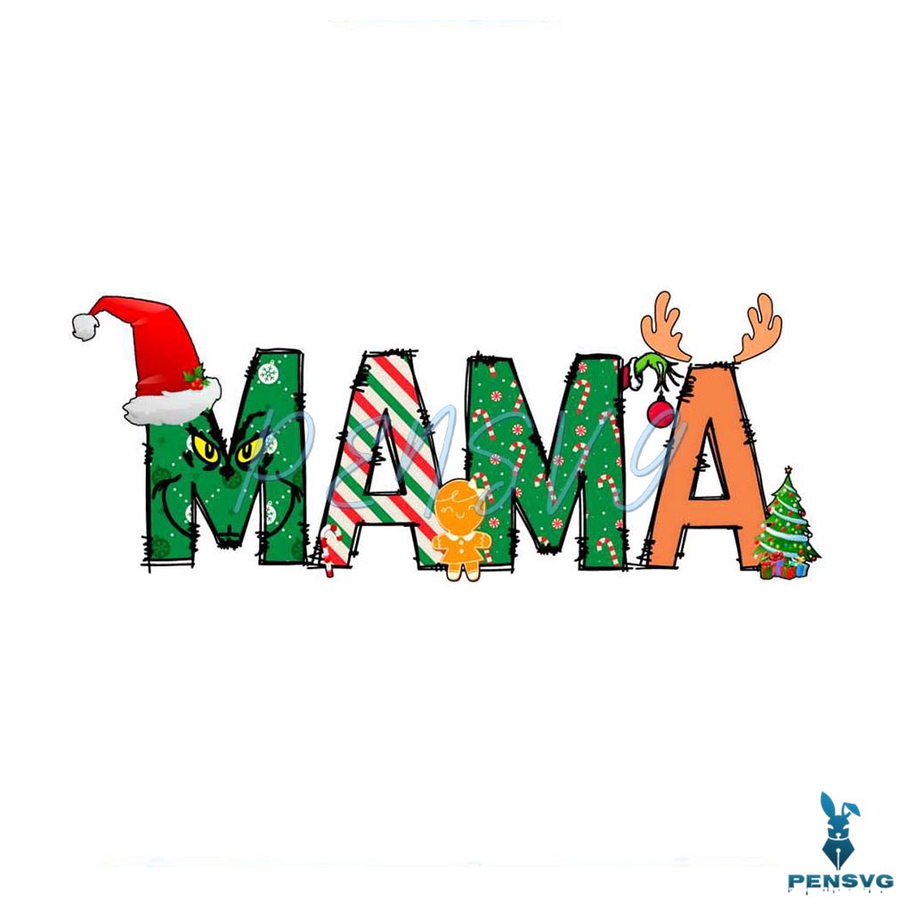 Retro Mama Grinch Christmas Vibe PNG