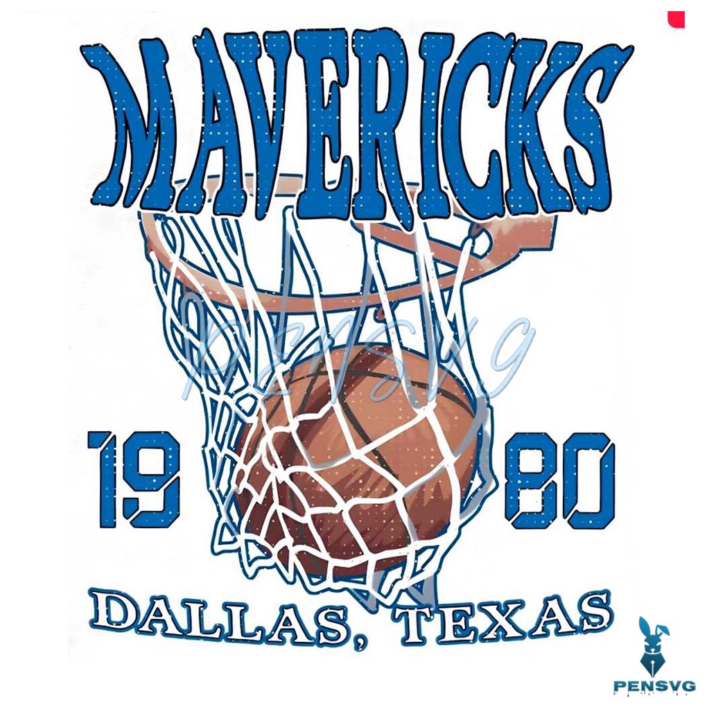 Retro Mavericks Basketball 1980 Texas PNG
