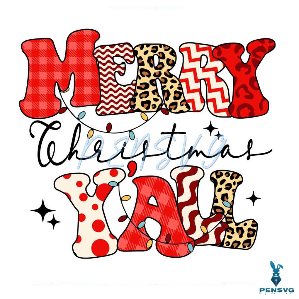 Retro Merry Christmas Yall SVG Graphic Design File