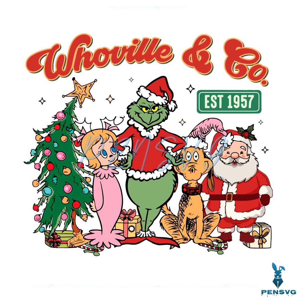 Retro Merry Grinchmas Whoville And Co Est 1957 SVG File