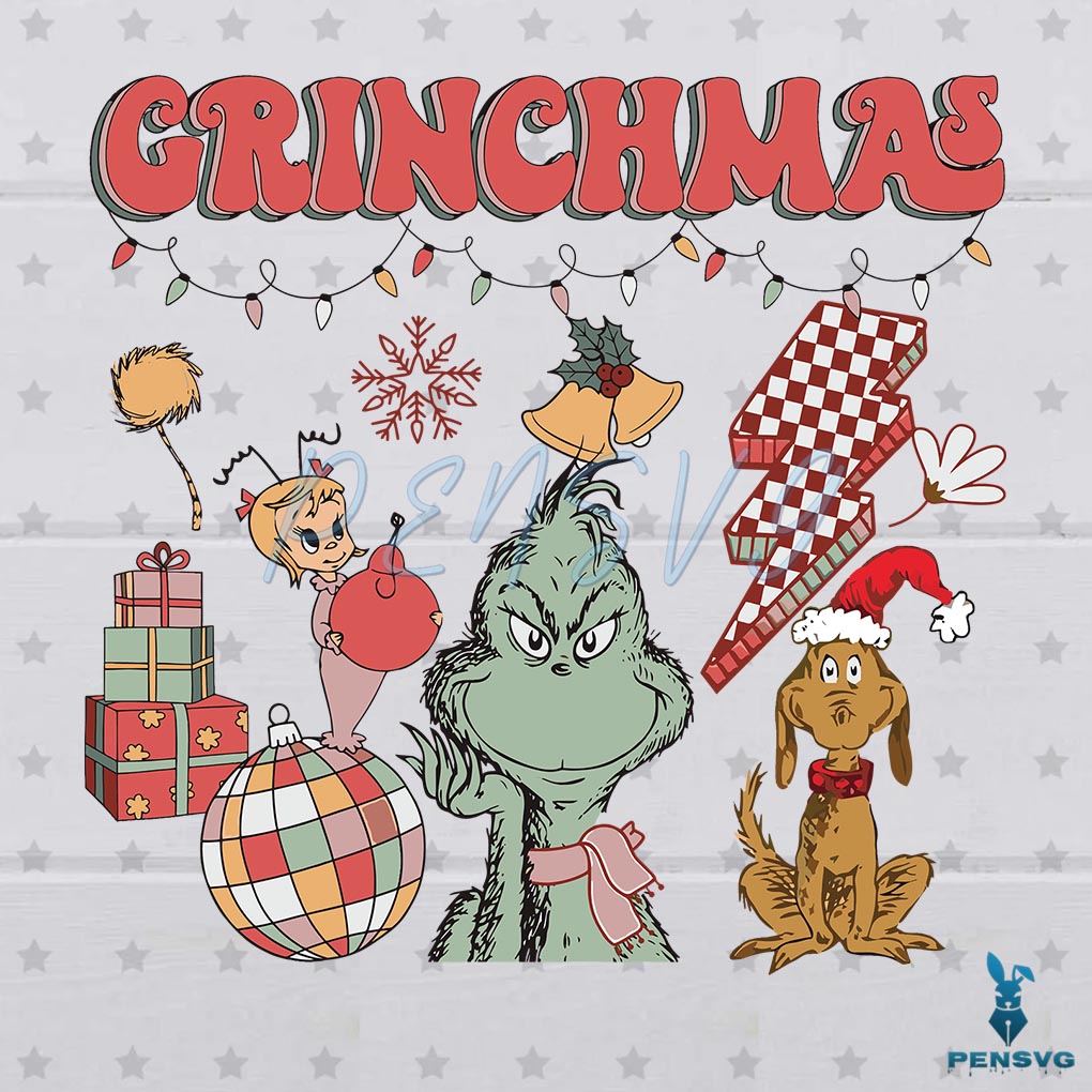 Retro Mery Grinchmas Svg Groovy Christmas SVG Cricut File