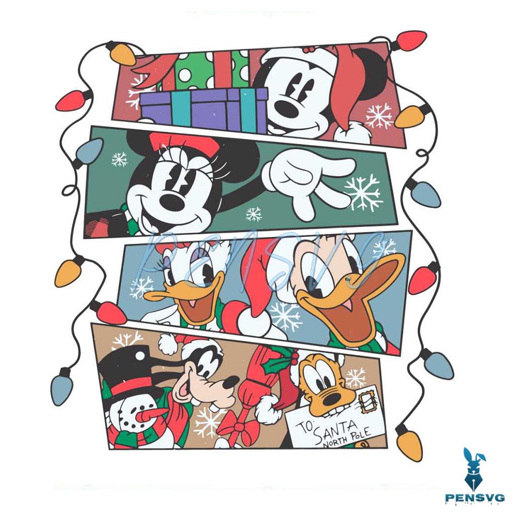 Retro Mickey And Friends Christmas Light SVG File For Cricut
